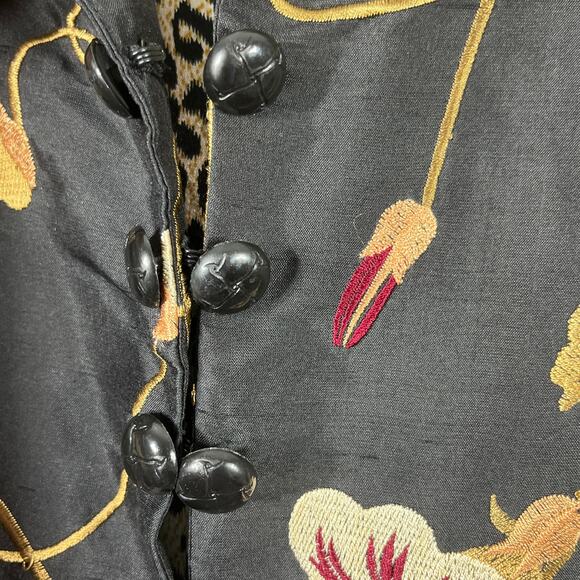 Spiegel Silk Jacket Womens Small Black Floral Embroidered Long Sleeve Lined - Picture 6 of 11